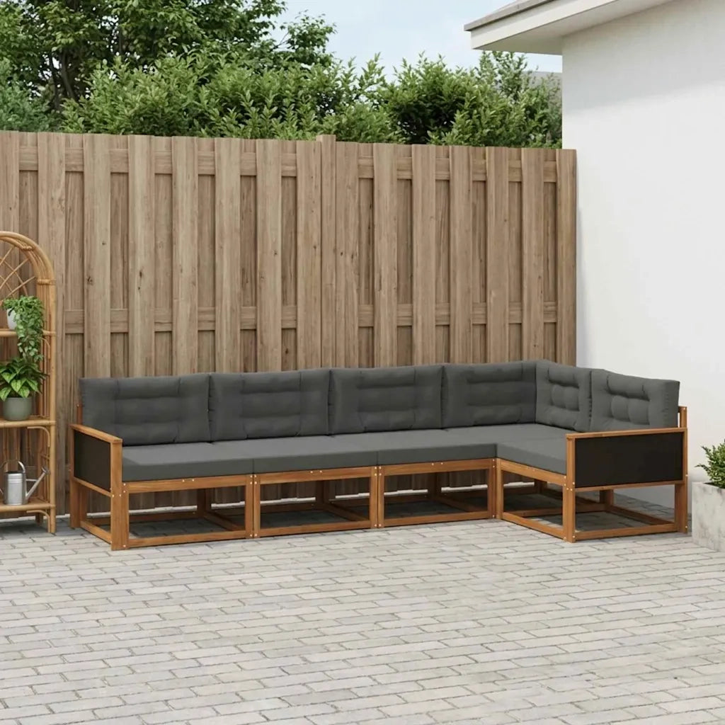 Set di divani da esterno con cuscino 5 pcs Naturale e Antracite 3382555