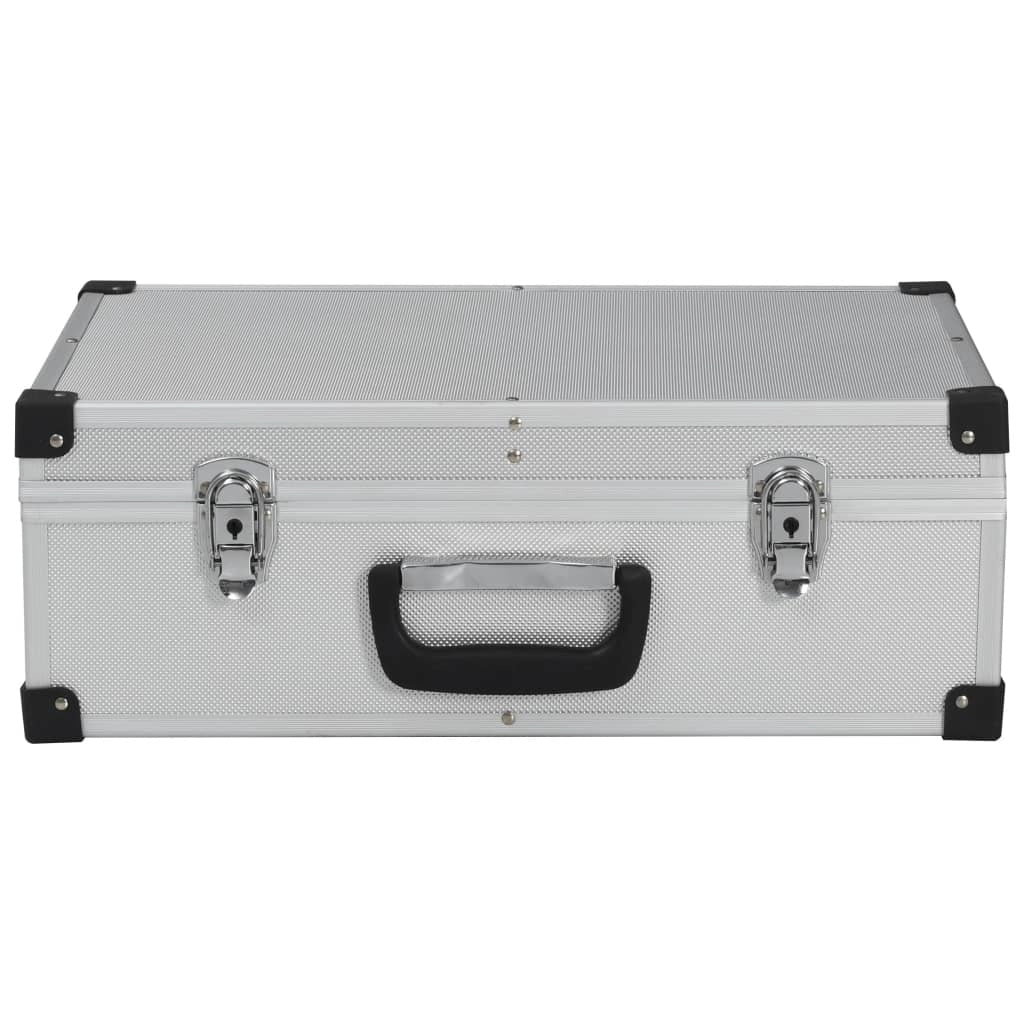 Valigetta portautensili cassetta portautensili carrello portautensili cassetta portautensili contenitore portadocumenti portatile 46 cm argento 02_0003268
