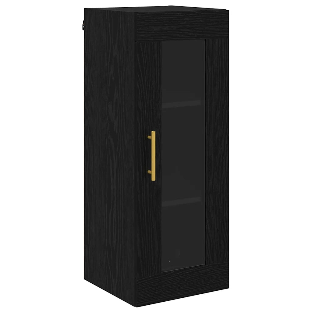 Credenza 2 pcs Rovere Nero Vetro