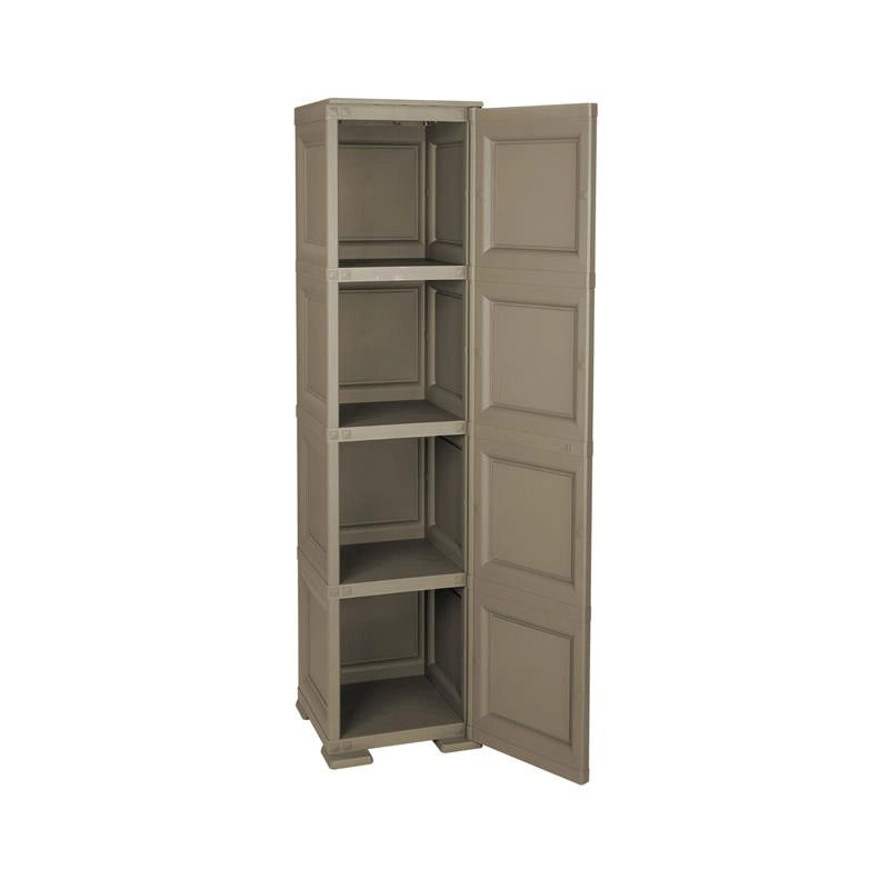 MOBILE ORGANIZZATORE BAGNO 4 MODULI WENGÉ 40X43X164 CM CON 2 ANTE TRAFORATE E 2 ANTE EFFETTO LEGNO – MOBILE CONTENITORE VERTICALE SALVASPAZIO