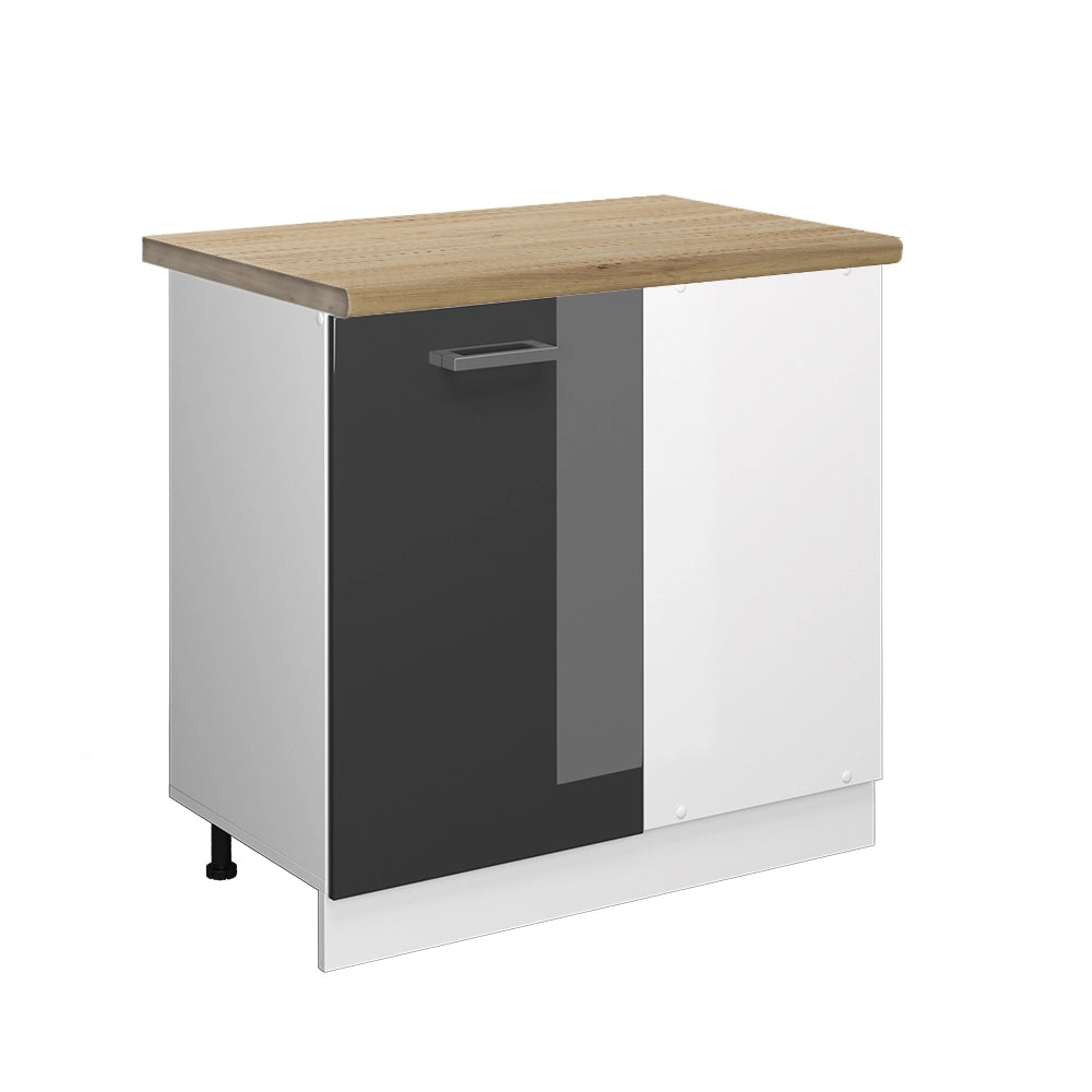 Vicco Mobile ad angolo cucina Antracite lucido 86 cm , PL Rovere