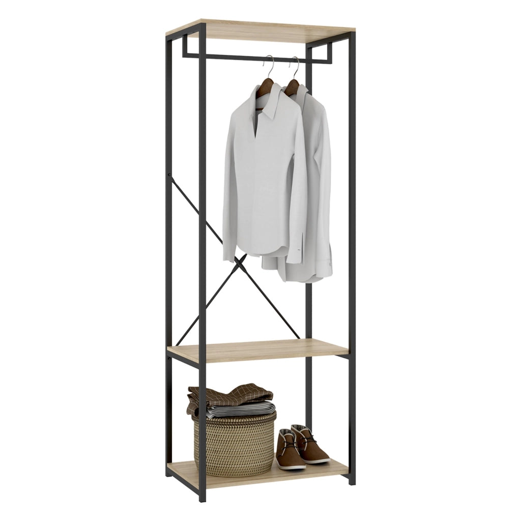 Armadio Camera da Letto Cedar, Guardaroba Grande 2 Ripiani, 40x167h cm Marrone Rovere