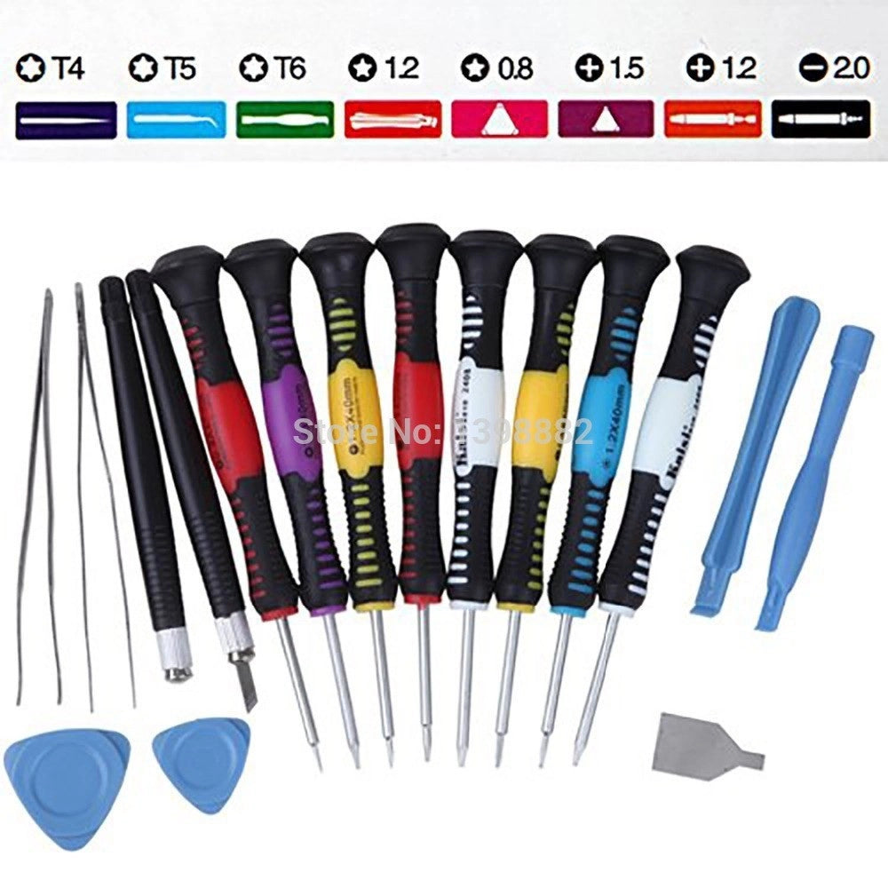 Trade Shop - Kit Riparazione Per Smartphone Set 16 In 1 Pezzi Cacciaviti Apertura Leve -