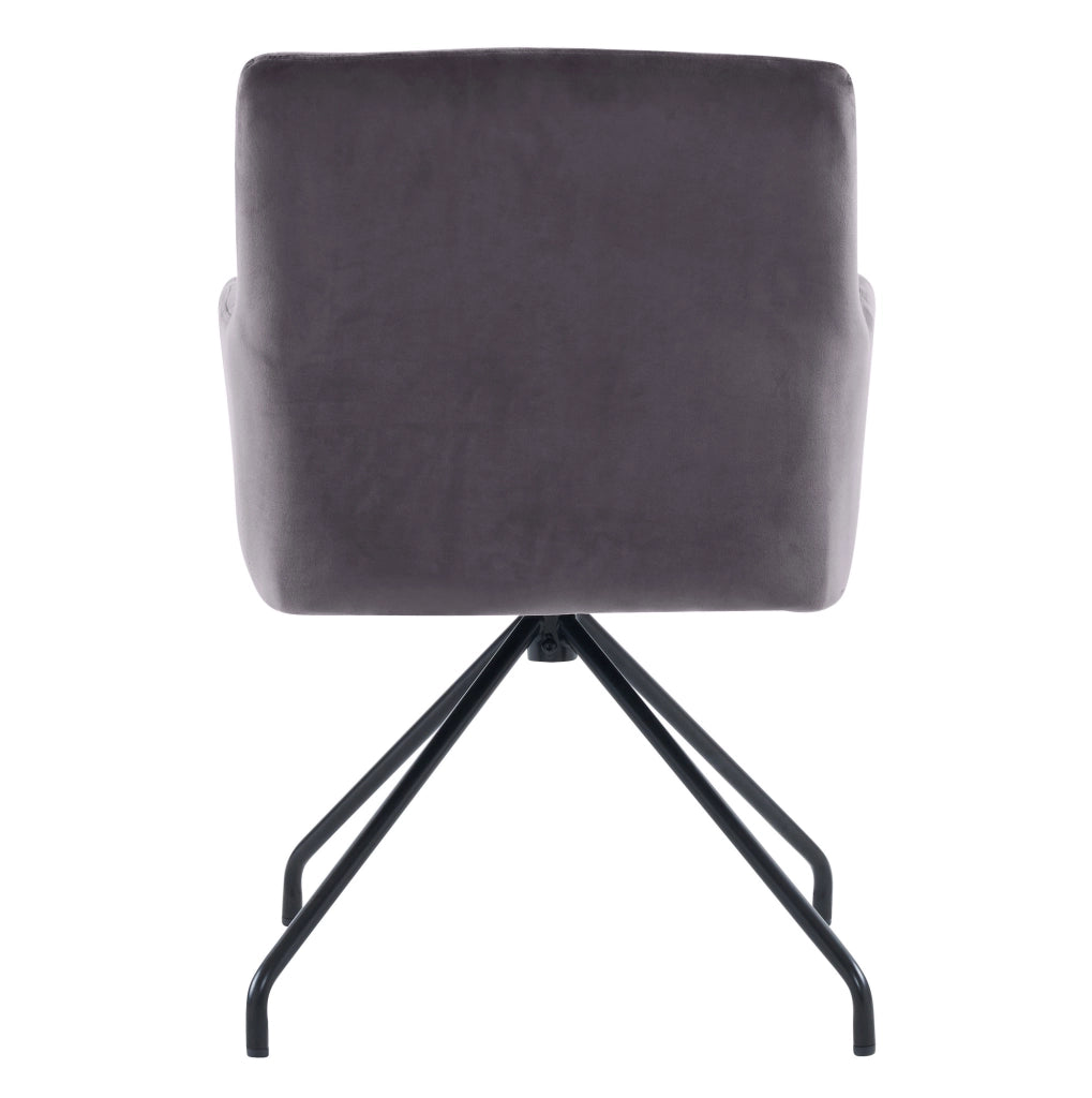 Set di 2 sedie imbottite in velluto grigio scuro con braccioli