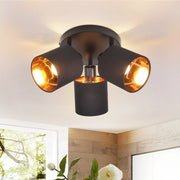 ZMH Faretto da soffitto neri retrò 3 luci E14 rotanti 350° paralume tessuto max 25W senza lampadina