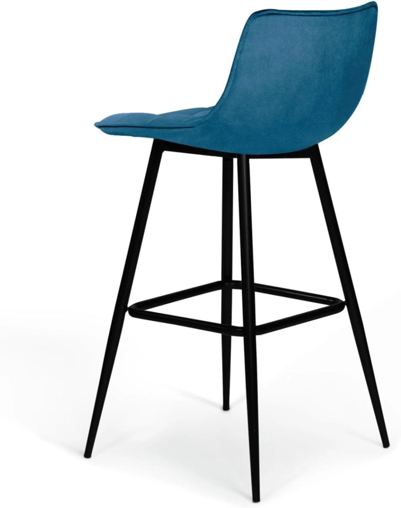 Set di 4 sgabelli da bar MADY in velluto blu