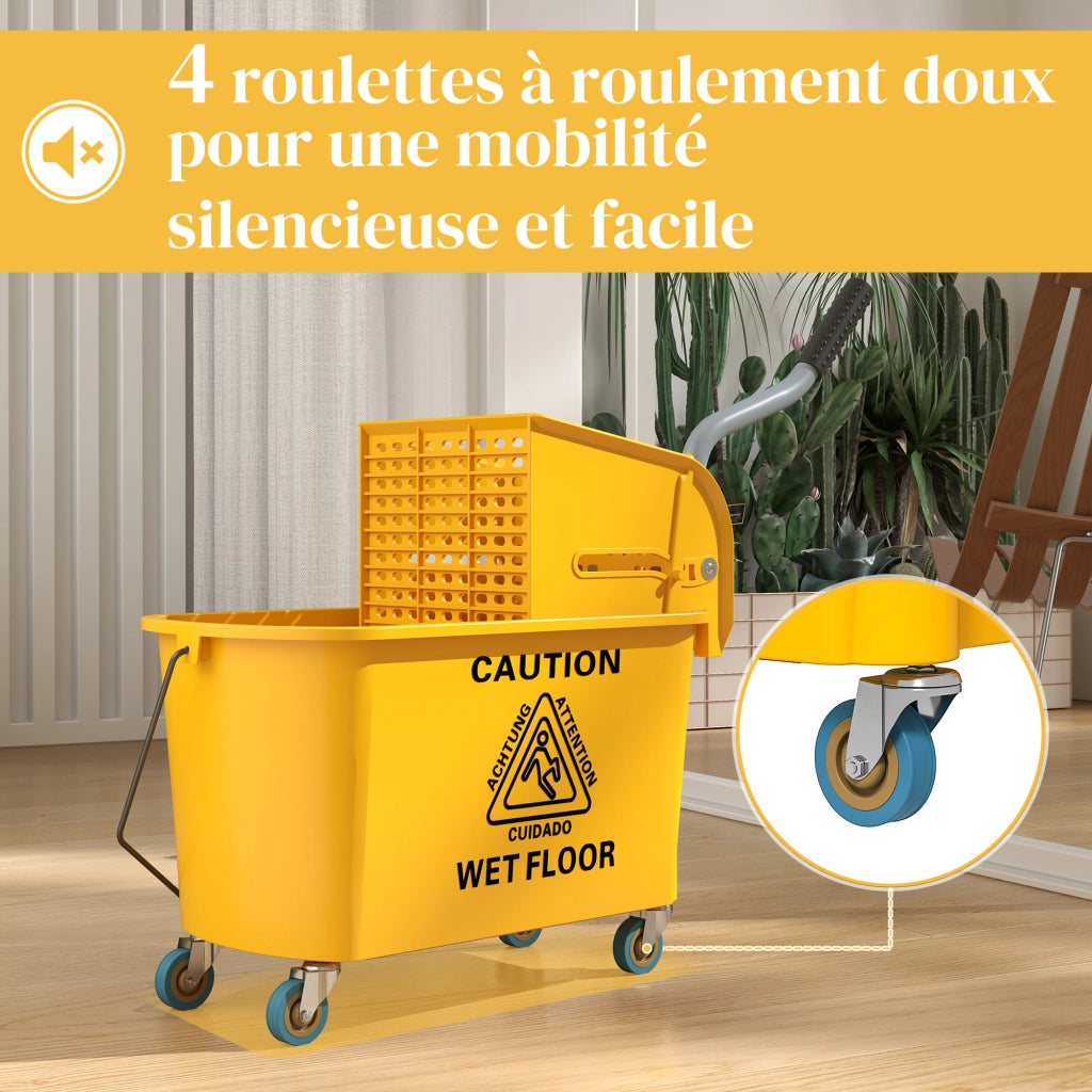 Carrello pulizie con secchio 20L e strizzatore laterale ¨C Xylo ¨C 45x26,5x70 cm giallo
