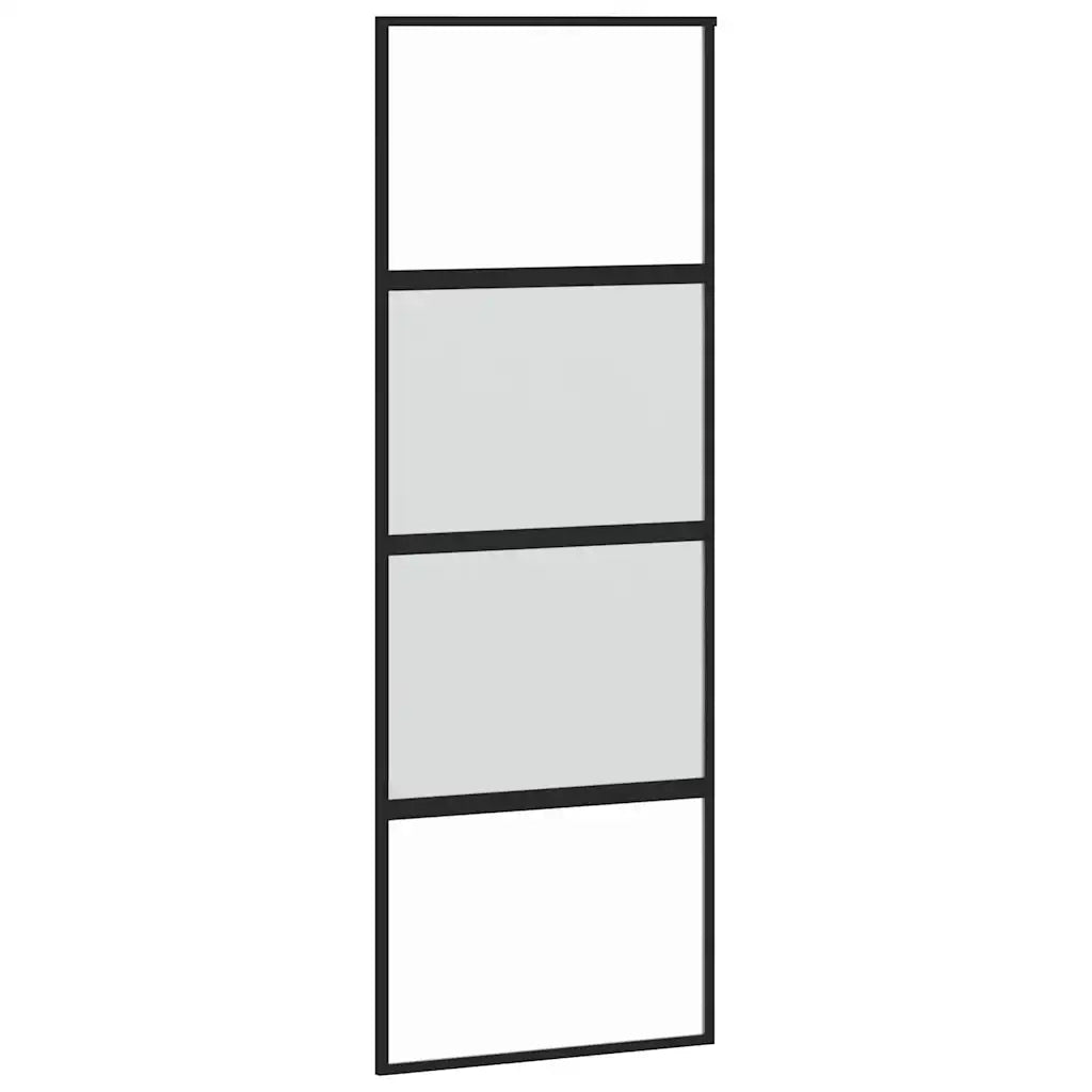 Porta Scorrevole Set Ferramenta Nera 76x205 cm Vetro Temperato 3375829