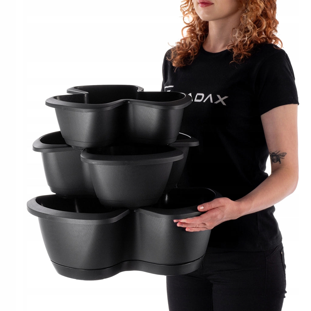 Vaso da fiori KADAX, vaso per fiori, coperchio in plastica, tripla cascata, supporto per fiori 3 in 1