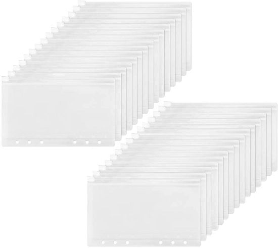 30 pezzi di cartellino A6 con 6 ganci, cartellino plastico con chiusura a zip, contenitore documenti A6 espandibile, cartellino acqua resistente 6 ganci con foglietti separati per documenti, quaderni e carte