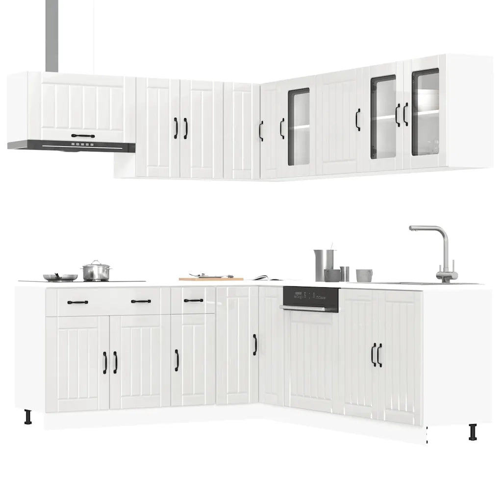 Set Mobili da Cucina 11 pz Lucca Bianchi Lucido in Truciolato 3314923