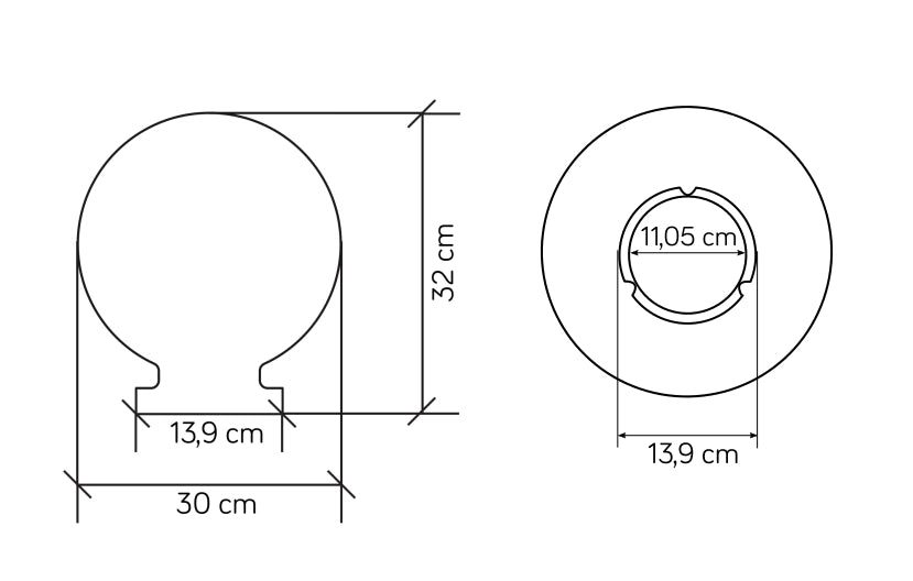 Paralume sferico fumé Ø30 cm SU-MA