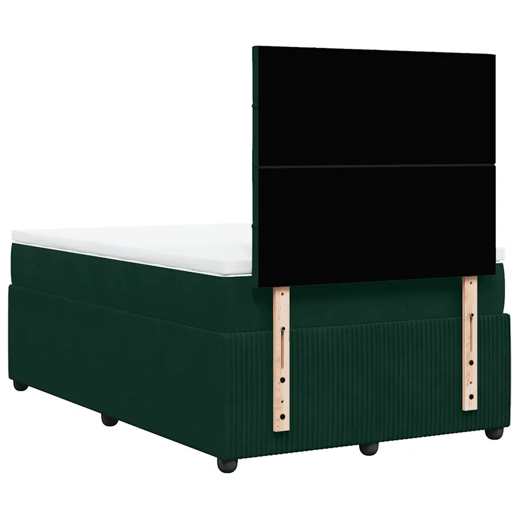 Giroletto a Molle con Materasso Verde Scuro 120x200 cm Velluto
