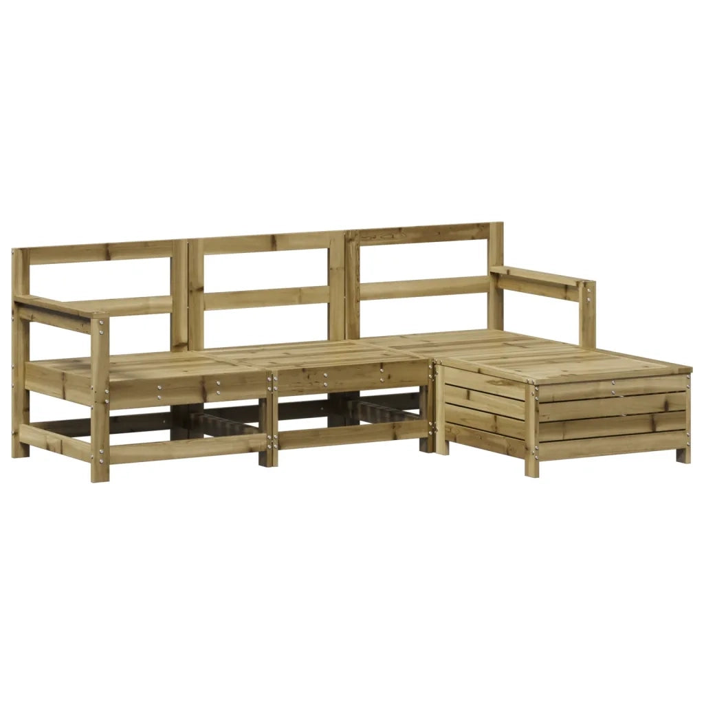 Set Divani da Giardino 4 pz | Set Salotto da Giardino in Legno Impregnato di Pino
