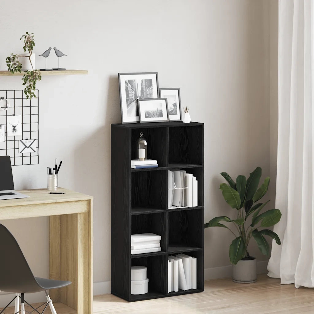 Libreria-Scaffale per Libri-Mobile di Stoccaggio Rovere Nero 66x30x130 cm in Legno Multistrato