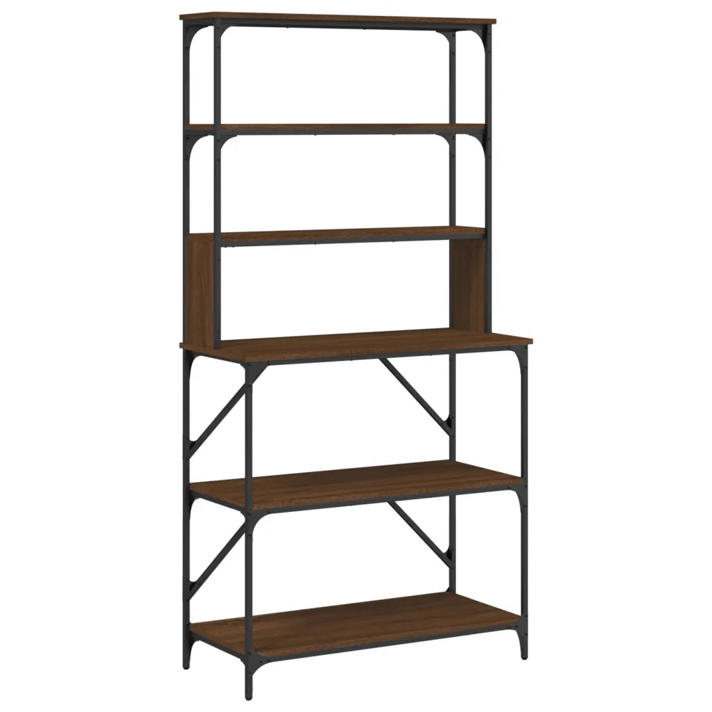 Mensola da cucina-Scaffale Cucina 6Ripiani Rovere Marrone 90x40x180cm Multistrato