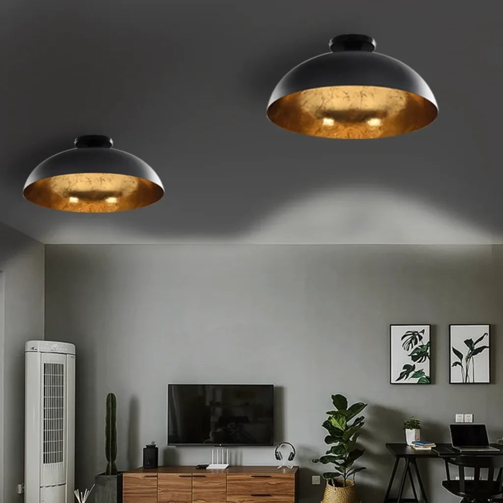 Lampadari 2 pz Nero e Oro Semi-Sferici E27 CFW2393504