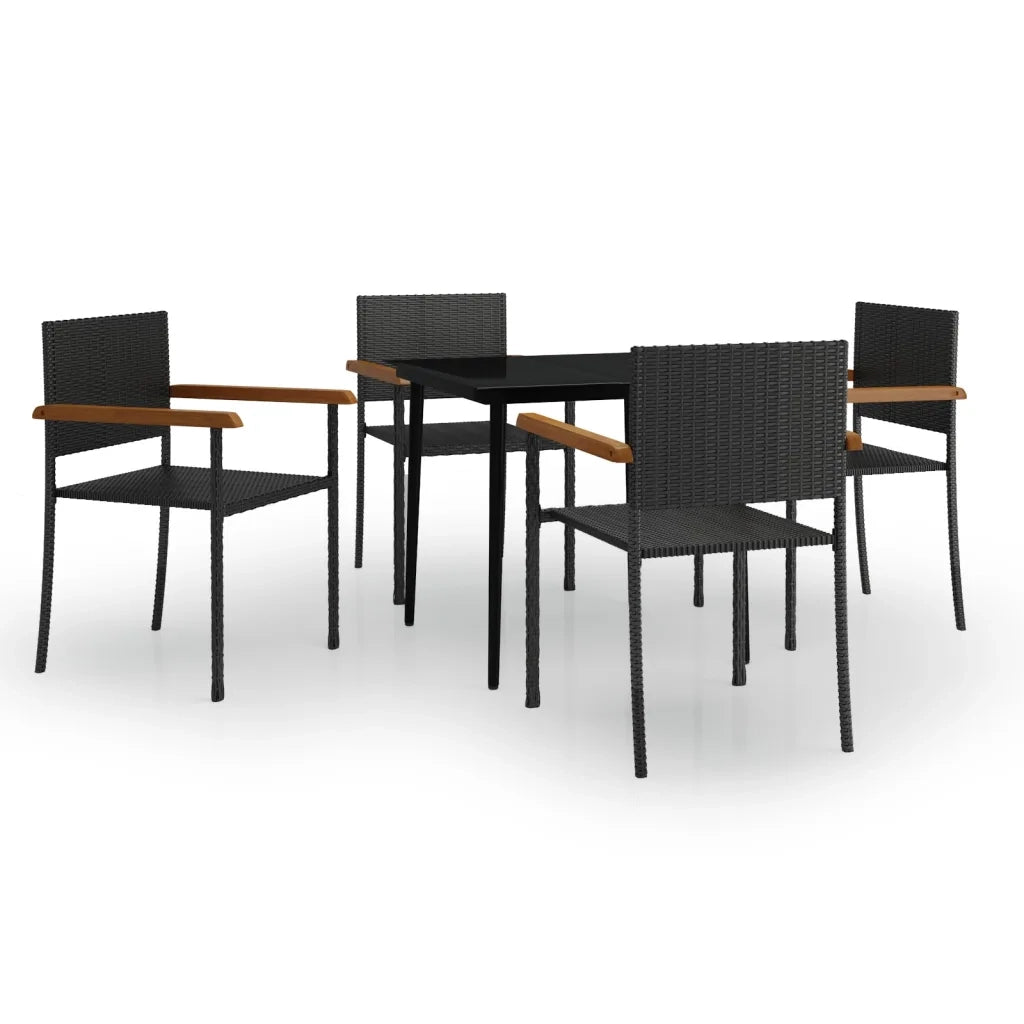 Set Mobili da Pranzo per Giardino 5 pz Nero cod mxl 41016