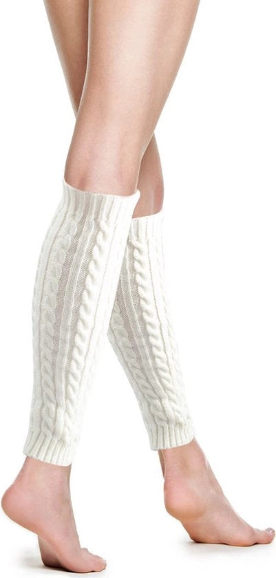 Due pair di calzettoni lunghi per donne - calzettoni per donne e ragazze invernali in maglia a punto - calzettoni moda caldi - calzettoni - calzettoni per gambe - unico taglia che si adatta a tutte - bianco+bianco - 40*8,5cm