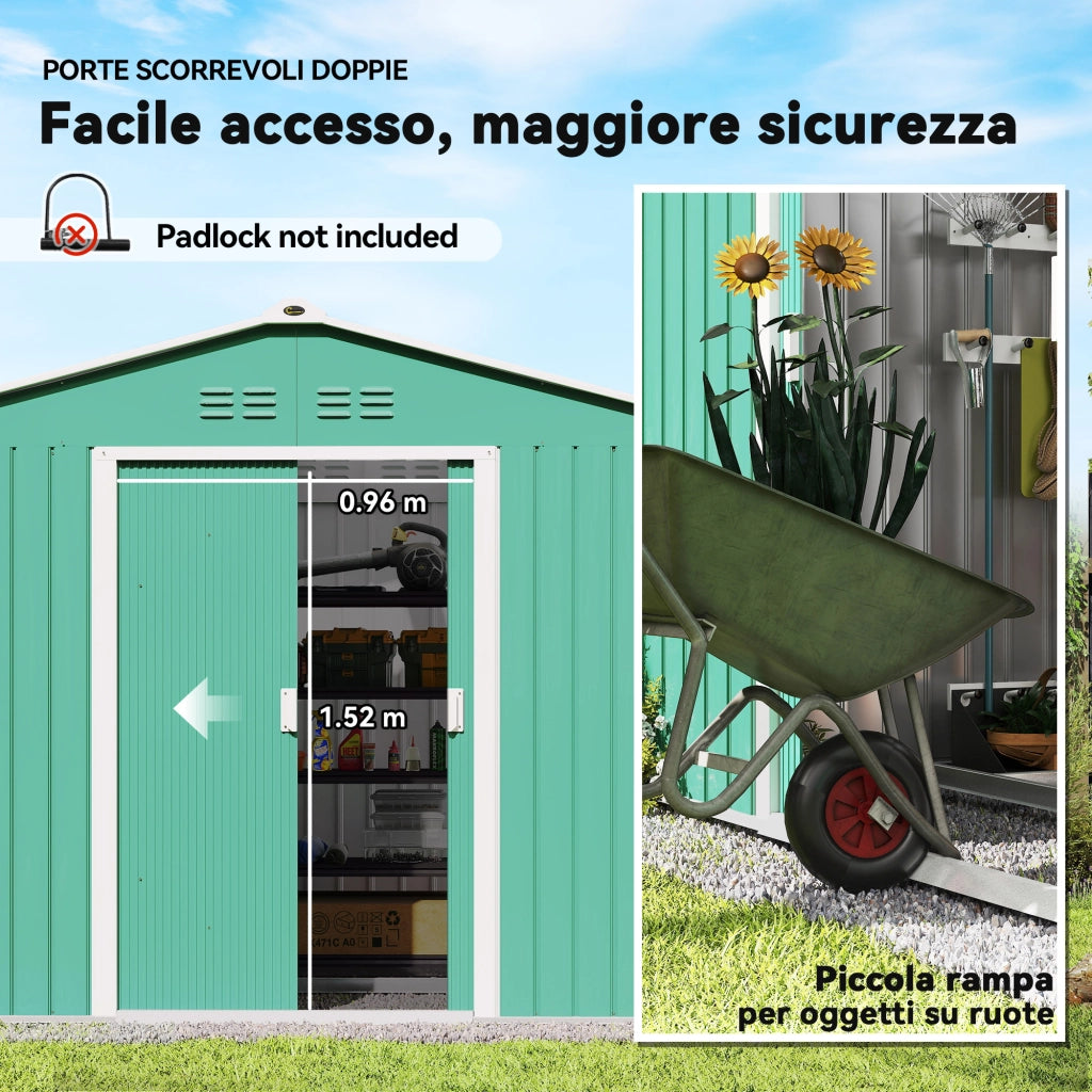Casetta Attrezzi Giardino in Acciaio Verde ¨C zephmum ¨C 277x195x192 cm
