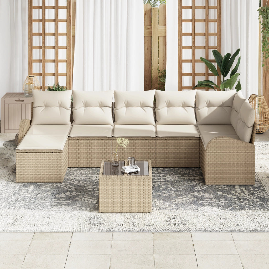Set di divani da giardino da 8 pezzi con cuscini marroni in rattan polietilene