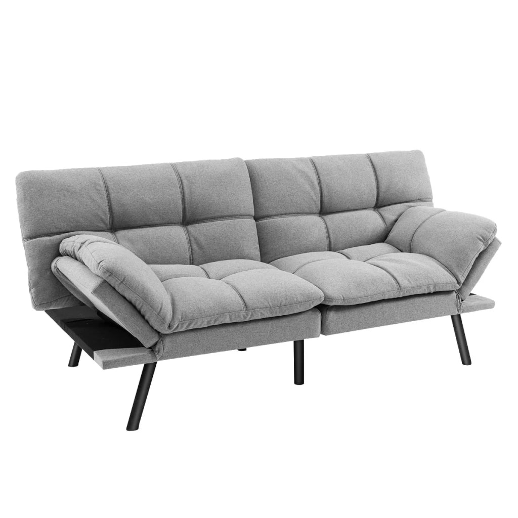 Divano letto futon trasformabile 182 x 87 x 82 cm moderno ergonomico multifunzionale in poliestere grigio 20_0011029