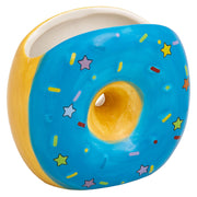 Portapenne a ciambella in ceramica blu 11x6,5x11h