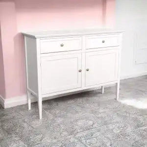 Credenza / Porta tv mod spillo Shabby chic bianco opaco con 2 ante