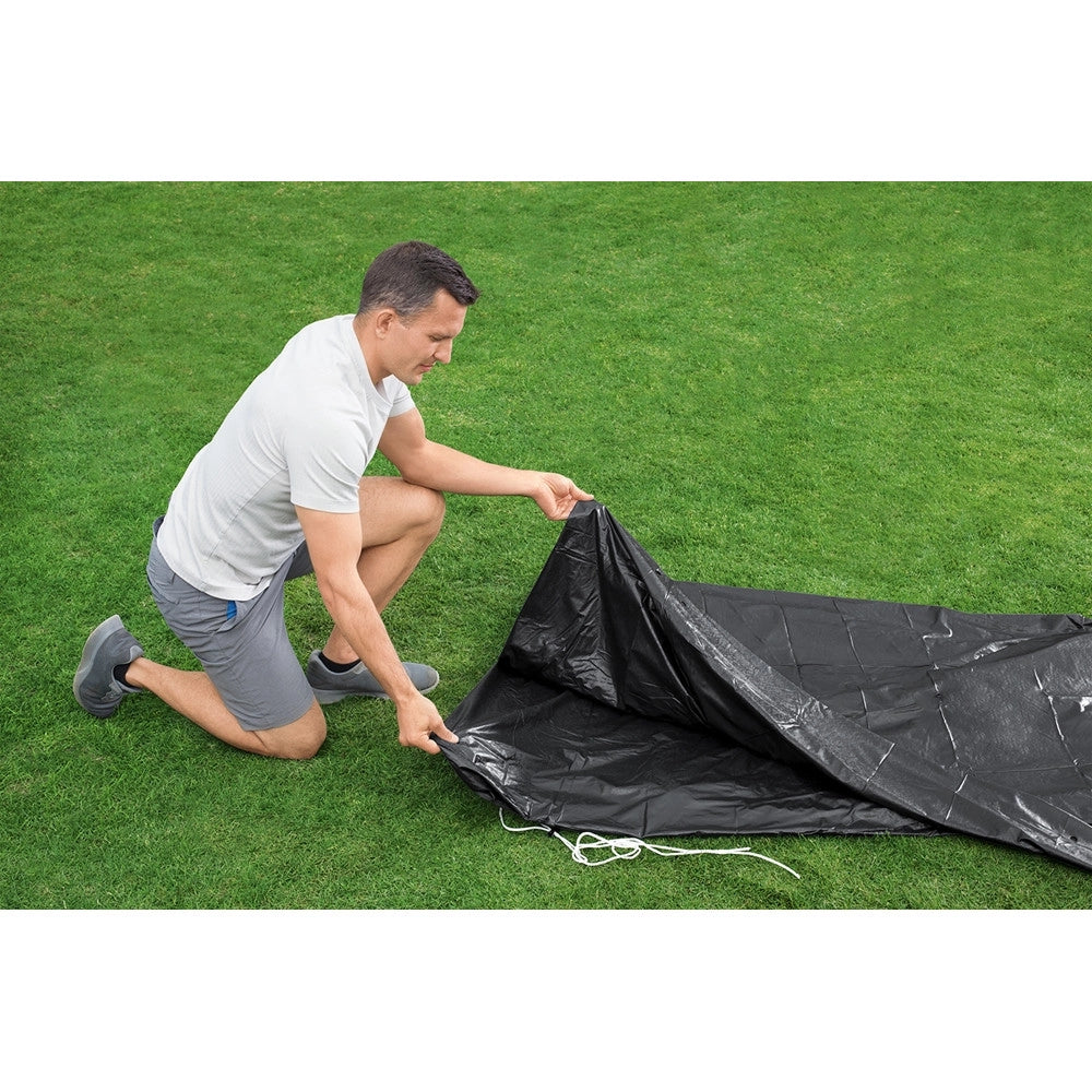 Trade Shop - Telone Copertura Per Piscine Fuori Terra In Pvc ø 305 Cm Nero Con Telaio Rotondo 58036 -