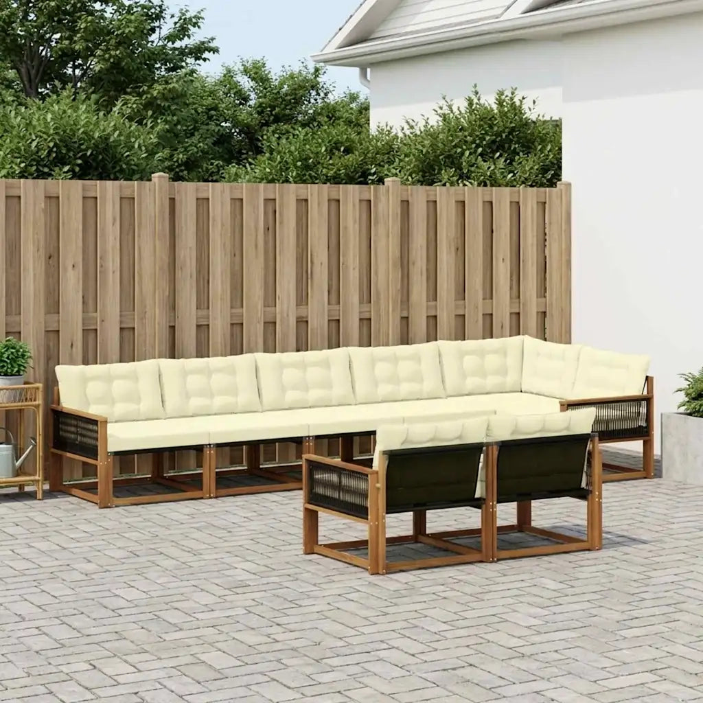 Set di divani da esterno con cuscino 8 pcs Naturale e Crema 3381502