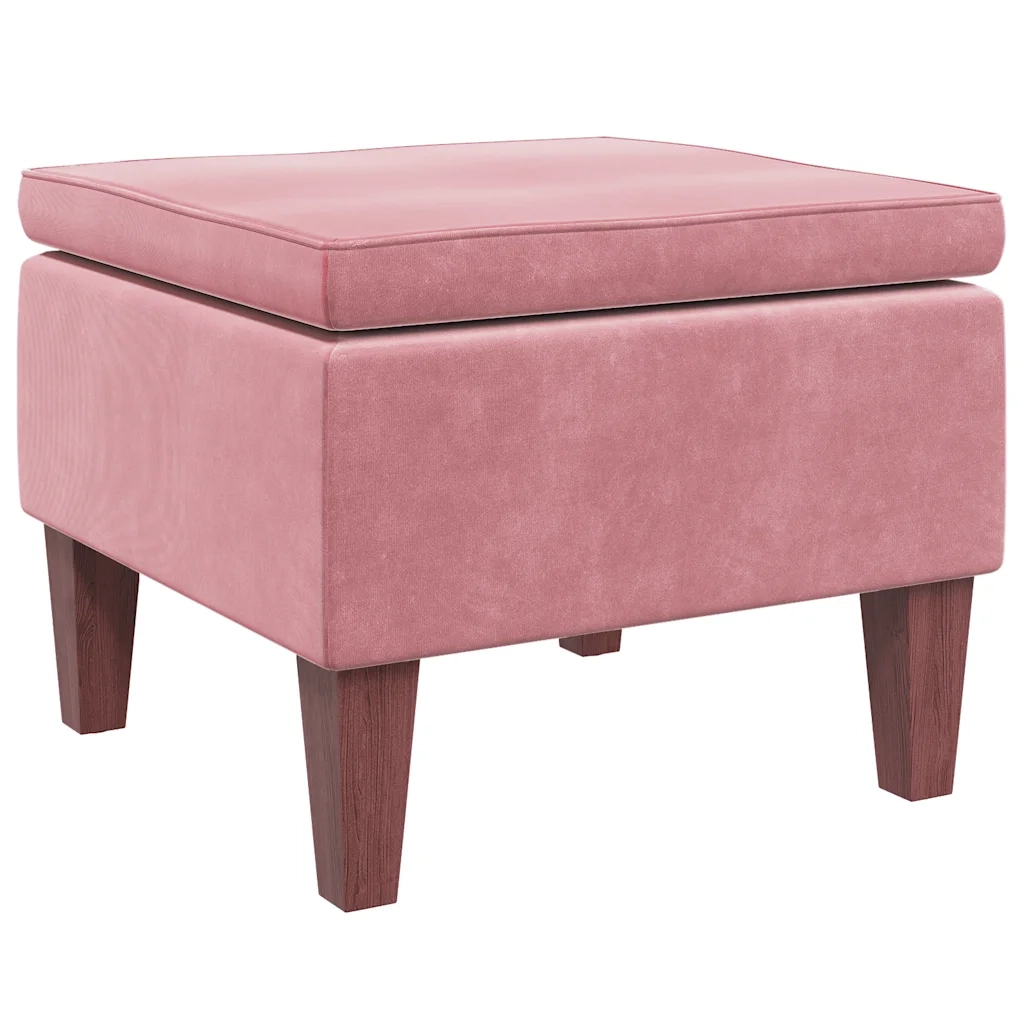 Poggiapiedi con Gambe in Legno Rosa in Velluto cod mxl 41857