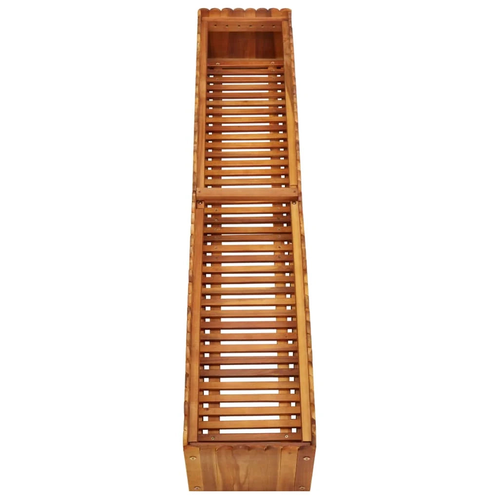 Fioriera rialzata per piante e fiori giardino 150 x 30 x 25 cm legno massello di acacia 02_0000998