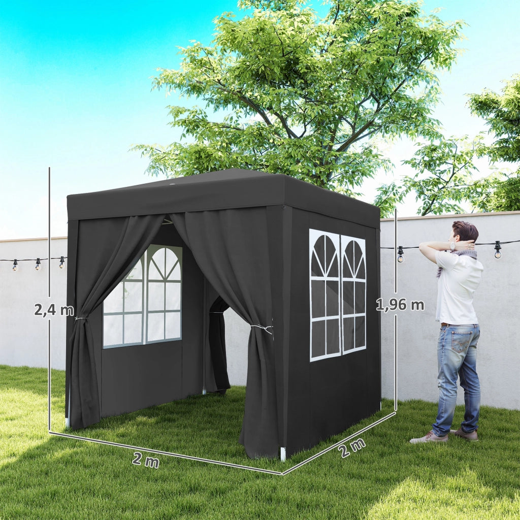 Tendone da giardino pieghevole regolabile in altezza protezione UV ¨C Zephmum ¨C 200x200x200 cm nero