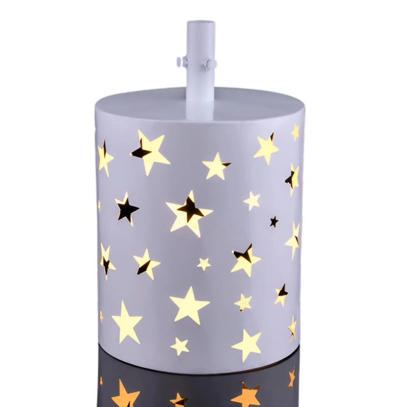 MAURY'S BASE SUPPORTO ALBERO DI NATALE IN METALLO BIANCO CON STELLE E LED DIMENSOINI 30X30X48H CM