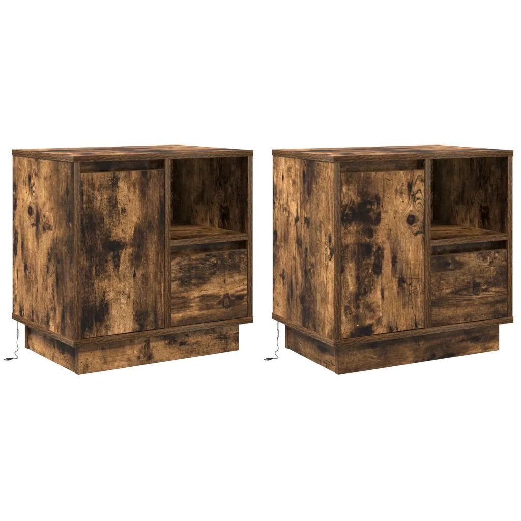 Set di 2 Comodini | Armadio da Notte | Mobiletto da notte Rovere fum¨¦ 50 x 34,5 x 50 cm.