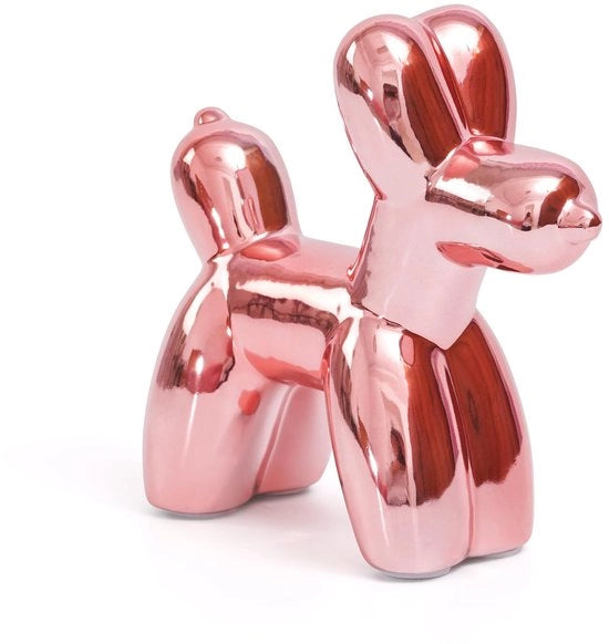 Decorazione da tavolo in ceramica rosa per la sala da pranzo, oggetto decorativo per l'ufficio, statuetta moderna e piccola in ceramica di animale (cane grande rosa)