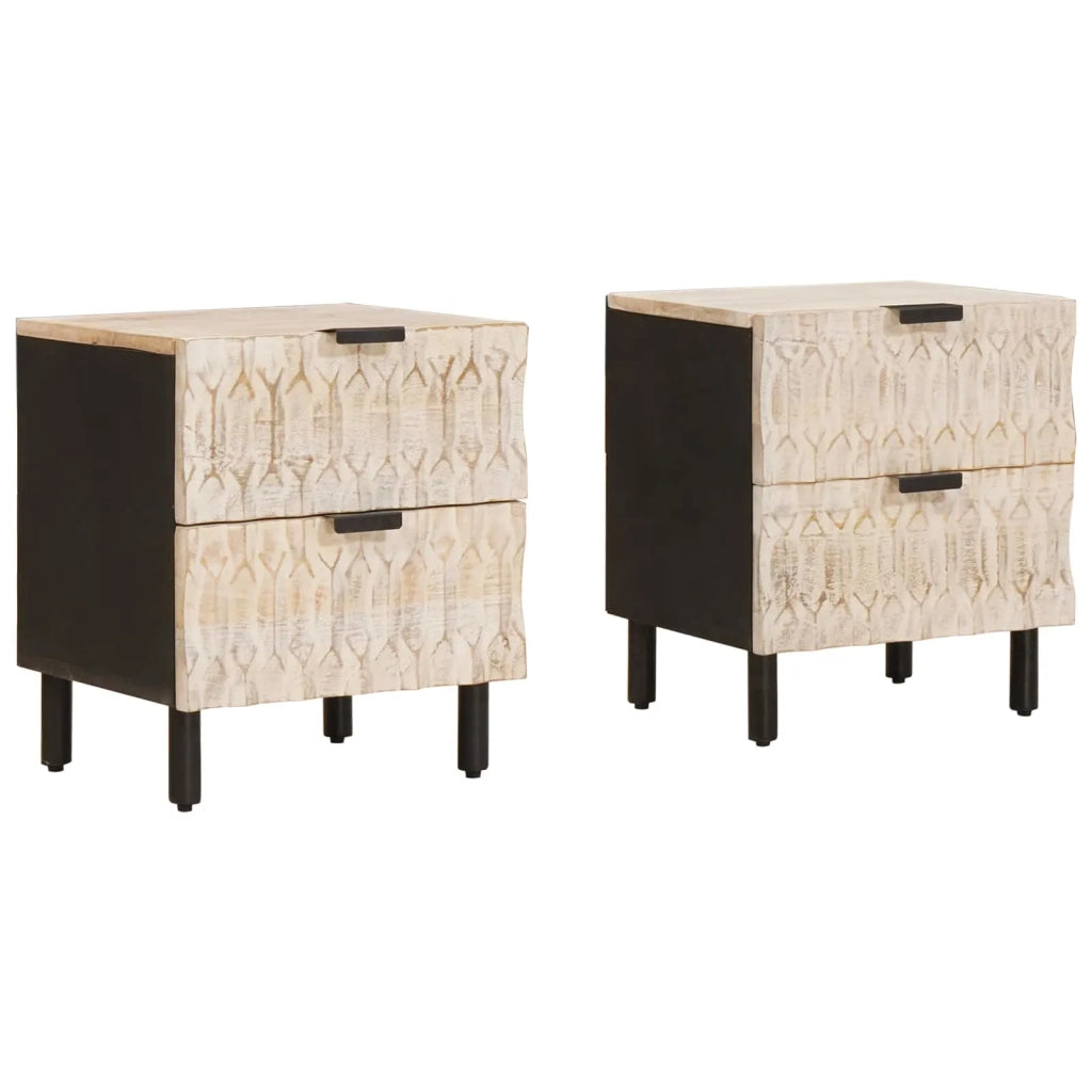 Set di 2 Comodini | Armadio da Notte | Mobiletto da notte con cassetto Bianco 40 x 33 x 46 cm