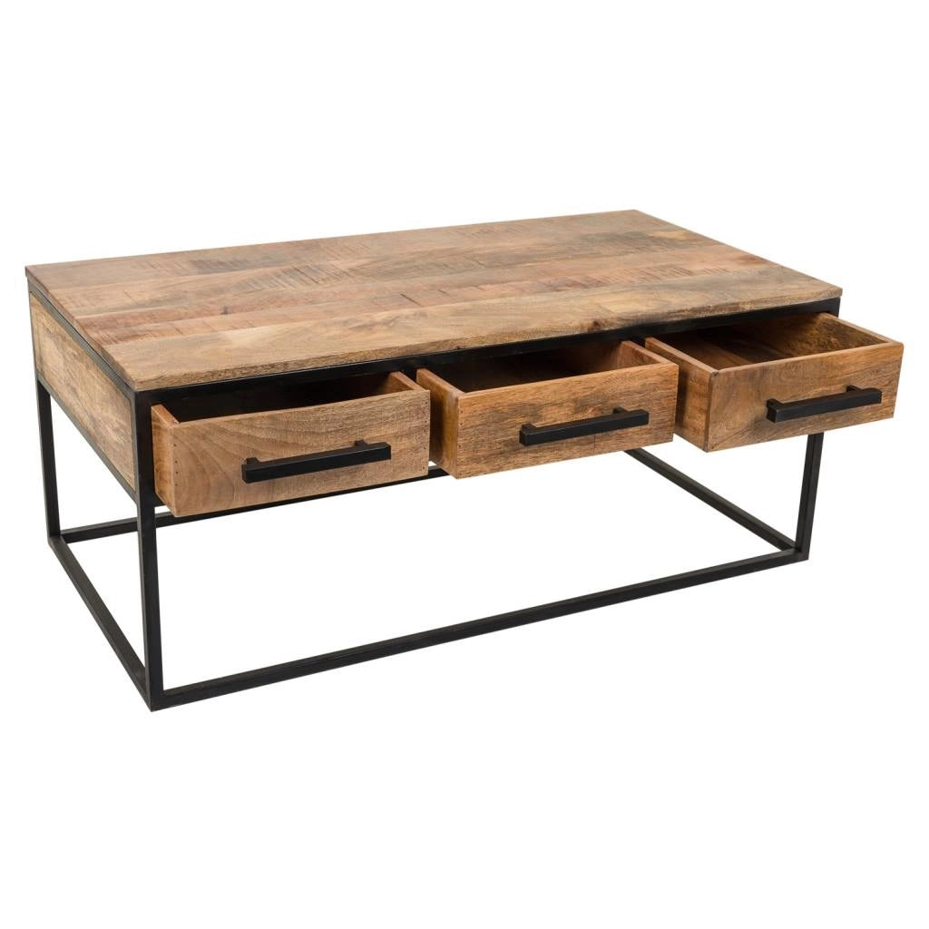 Tavolino in legno e metallo marrone 119x61x48h