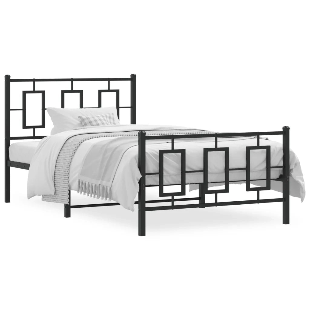 vidaXL Giroletto con Testiera e Pediera Metallo Nero 100x200 cm