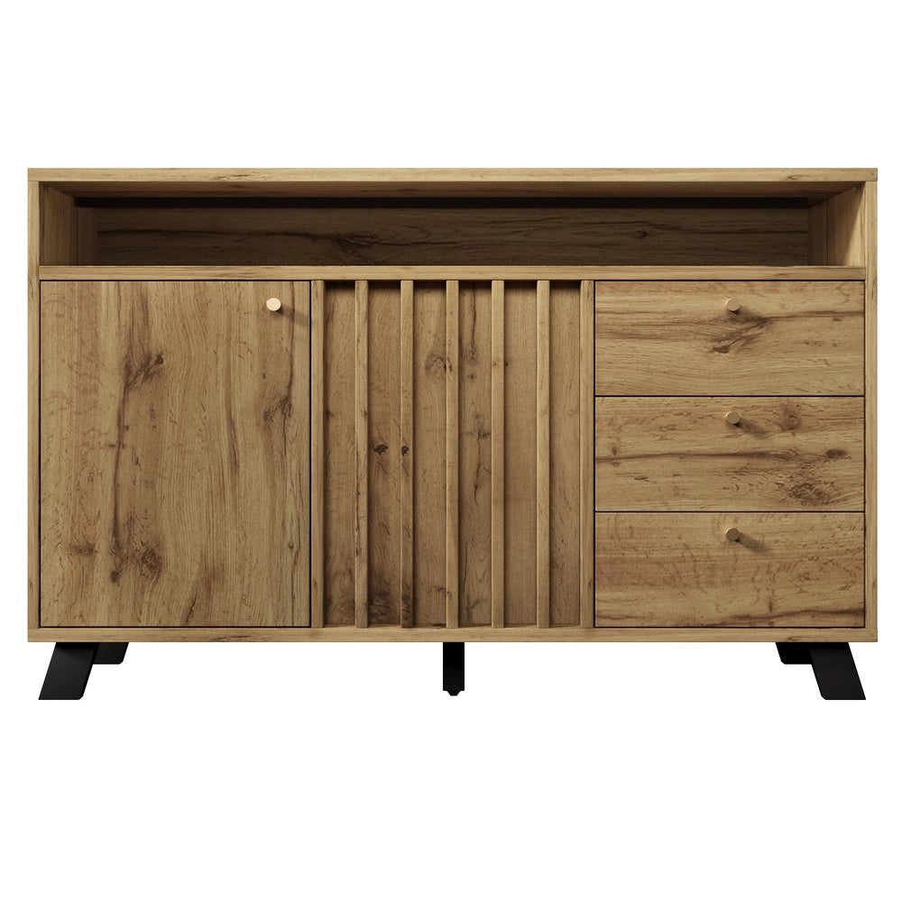 Cassettiera Credenza 3 Cassetti 2 Ante Rovere Scuro Soggiorno ¨C MINIMAL ¨C 120x40x85