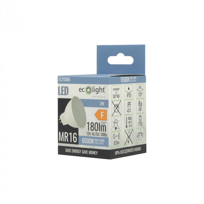Lampadina LED MR16 GU5.3 2W 12V 6500K 160lm Ecolight