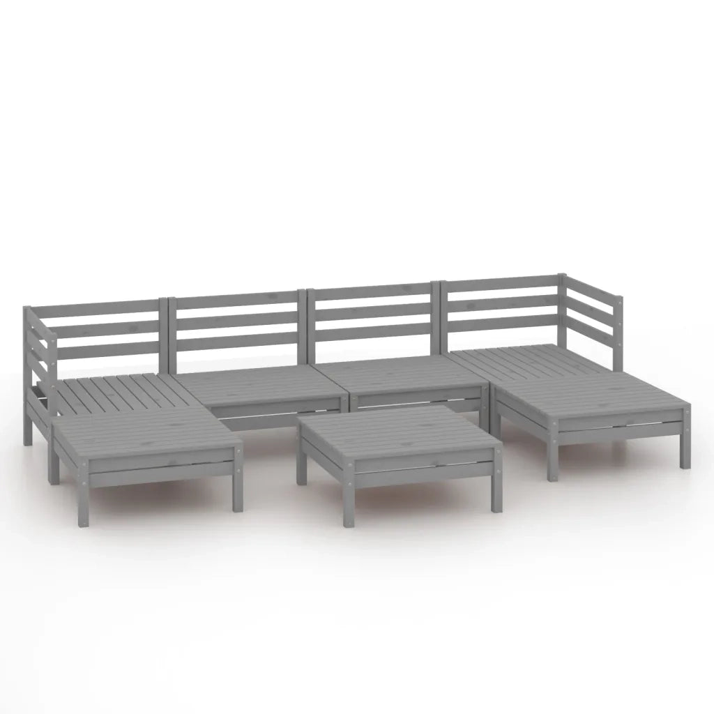 Set Salotto da Giardino 7 pz in Legno Massello di Pino Grigio 3083341
