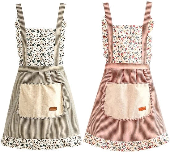 Cucina in tessuto di cotone/lino, 2 pezzi, con tasche e adattabile, adatto a uomini/donne, ideale per barbecue/cucina