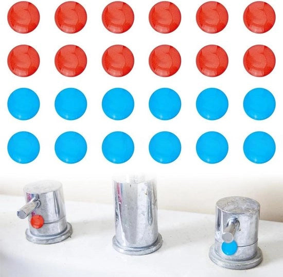 24 Sticker per pacchetto con adesivo per acqua calda e fredda epoxy a doppia colorazione rosso e blu, diametro 10mm per impianti di rubinetti in cucina e bagno