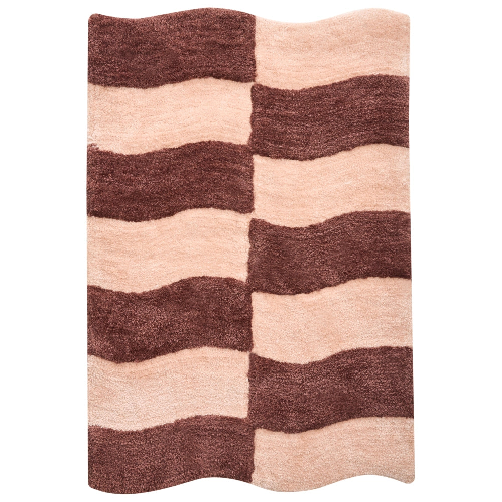 Tappetino da bagno moderno rettangolare 60 x 90 cm Motivo geometrico Accessori da bagno Beige e marrone