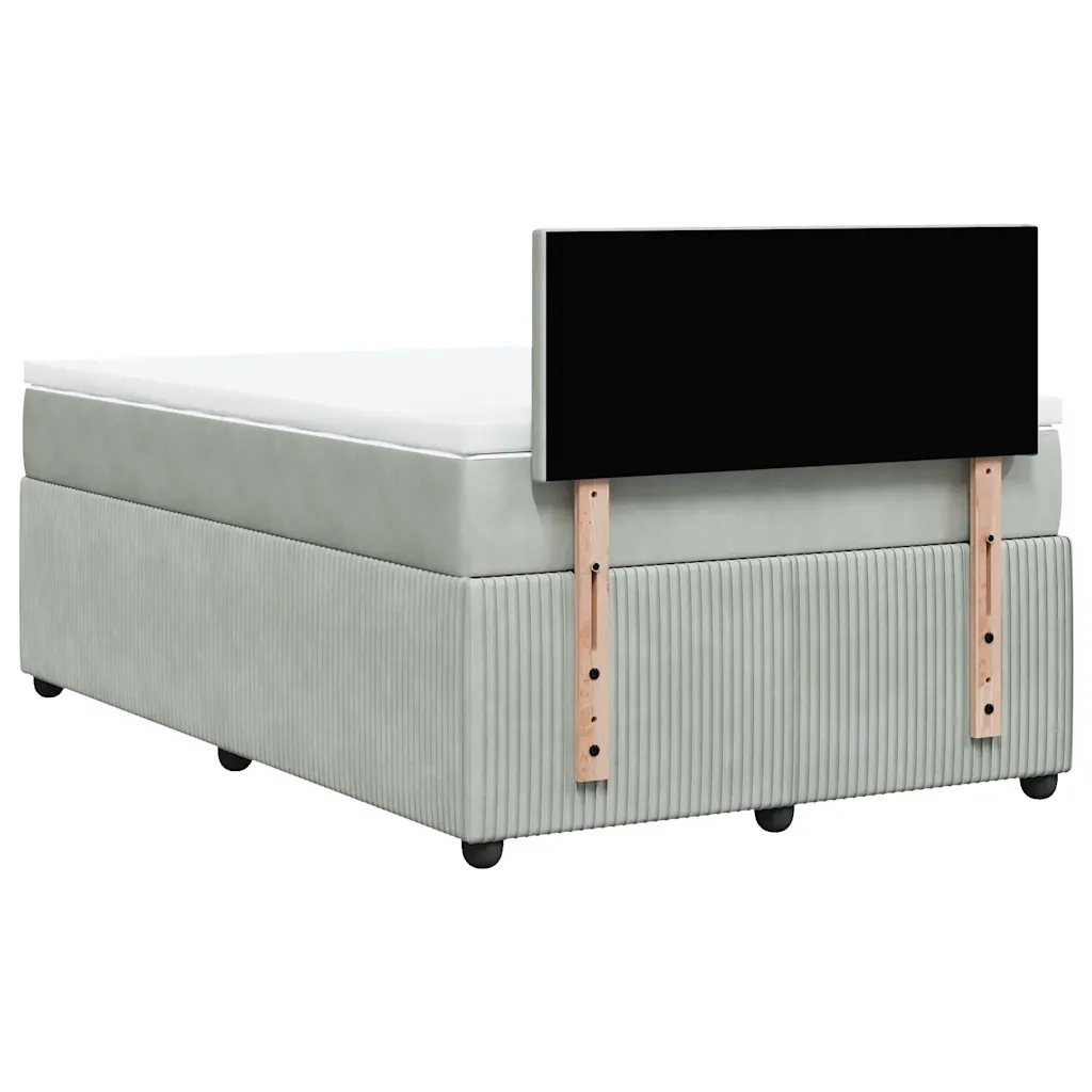 Giroletto a Molle con Materasso Grigio Chiaro 120x190cm Velluto 3289980
