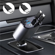 Adattatore di carica per auto con ingresso USB C 60W - con cavo Type C - multimetro LED - compatibile con iPhone, iPad, Samsung, Huawei - per auto, caravan, camper