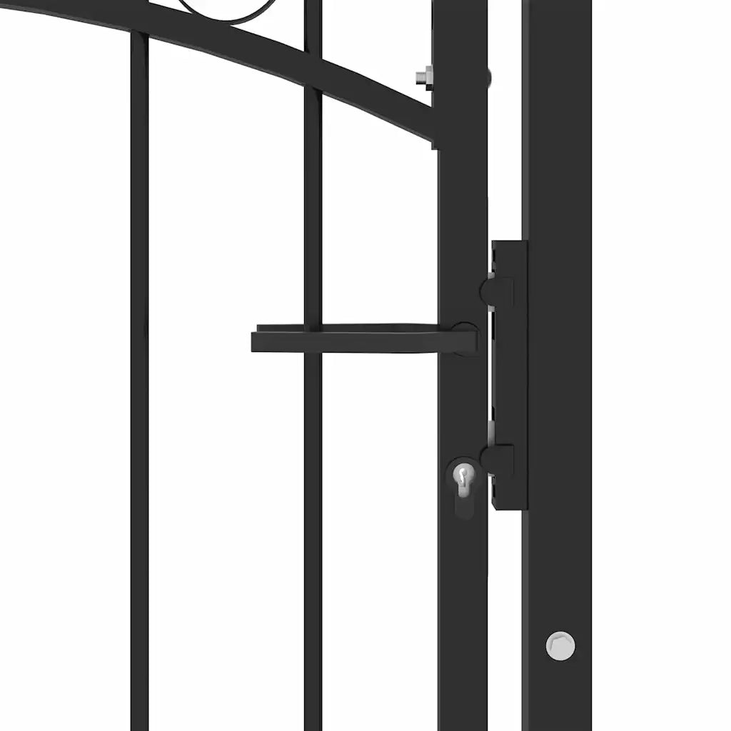 Cancello per Recinzione ad Arco in Acciaio 100x175 cm Nero 146371