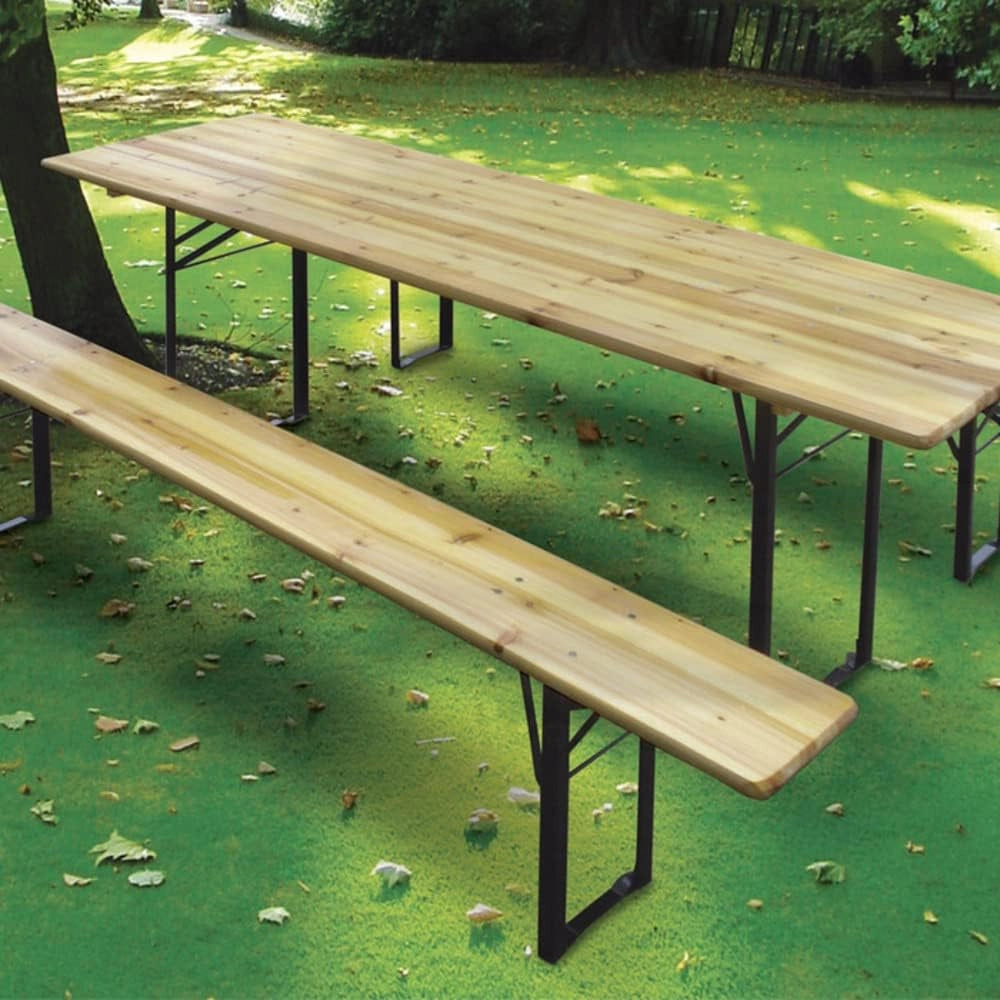 VERDELOOK Set birreria, 2 panche e Tavolo in Legno Naturale, Tavolo 70x220 cm
