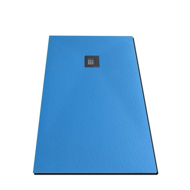 Piatto doccia marmoresina gelcoat pieno blu amalfi h.2,8cm Doliso Elostone 80x100  cm
